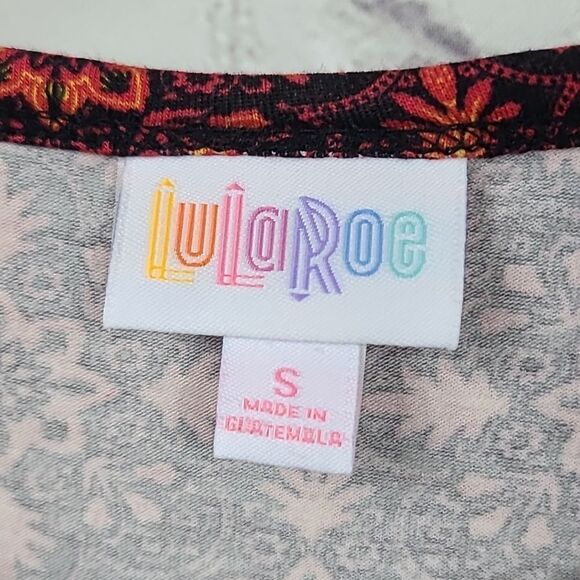 LuLaRoe Julia Knit Dress Red Floral Tile Fitted Knee Length Sheath Work Casual - Picture 6 of 8